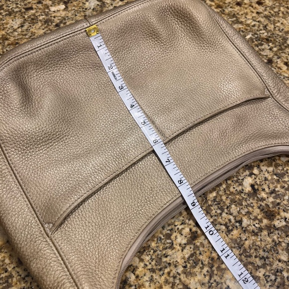 Brighton Barbados Collection Purse Light Gold Pebbled Leather Shoulder Hobo Bag - Picture 9 of 10